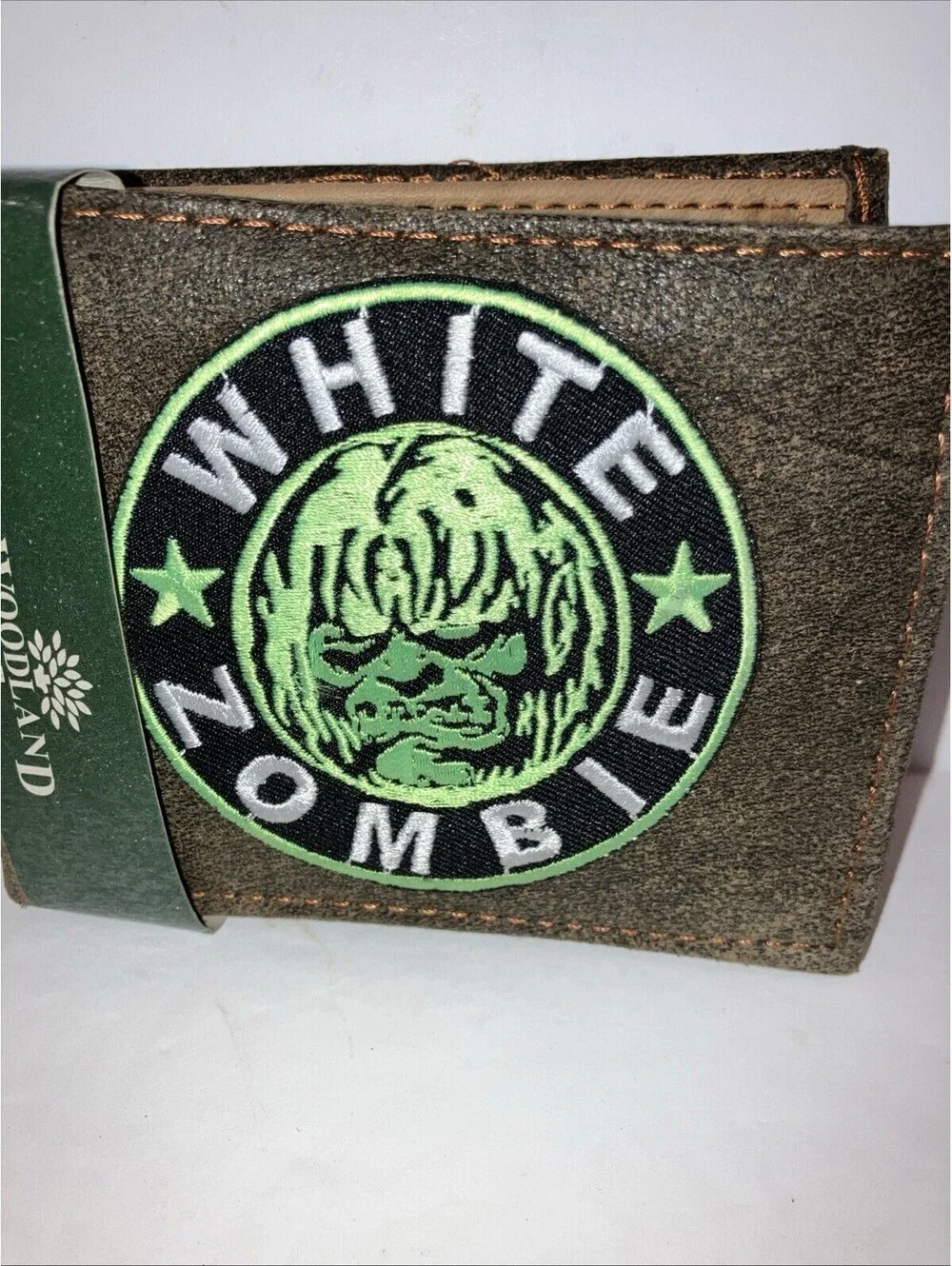 Custom WHITE ZOMBIE Leather Bi Fold Woodland Brown Wallet NEW